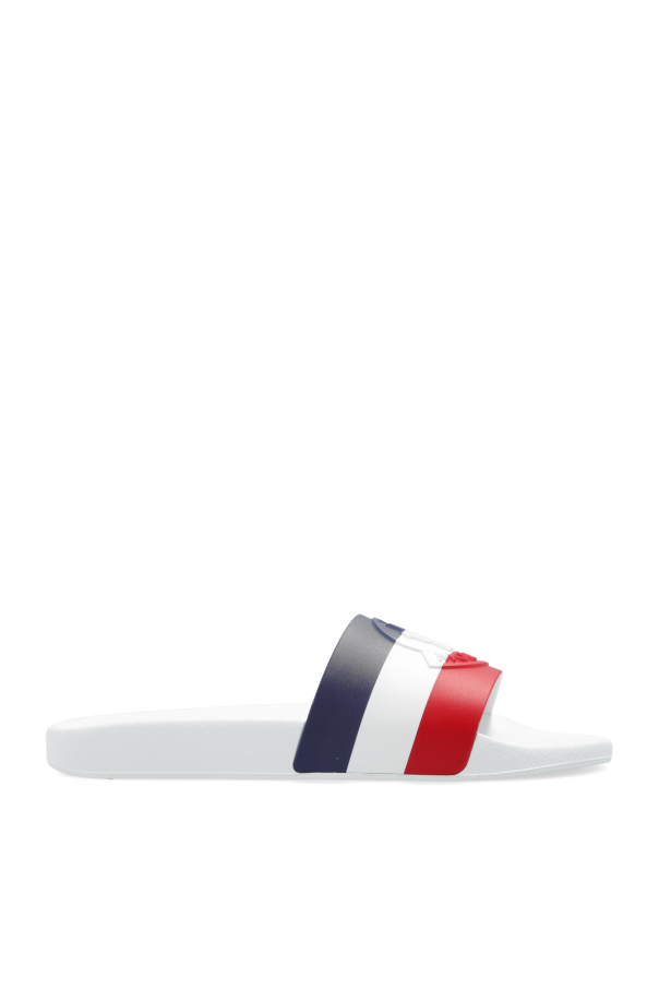 thong-strap mid-heel sandals - White Rubber Slides 'Basile
